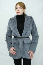 kemerli tay tüylü ceket 805 - Desfita