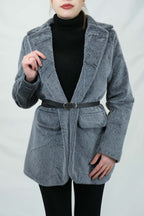 kemerli tay tüylü ceket 805 - Desfita