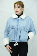 kürk detaylı kot ceket 3014 - Desfita