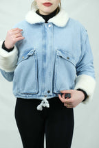 kürk detaylı kot ceket 3014 - Desfita