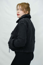 kürk detaylı kot ceket 3014 - Desfita