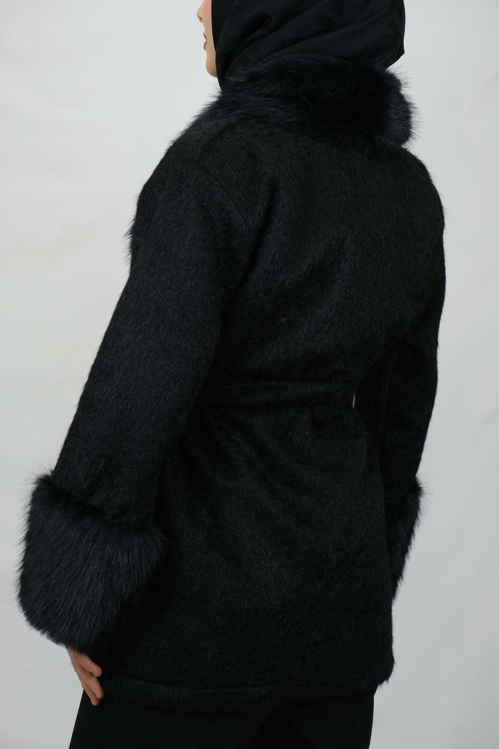 Kürk Detaylı Kuşaklı Buklet Kaban 3043 - Desfita