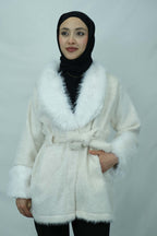 Kürk Detaylı Kuşaklı Buklet Kaban 3043 - Desfita