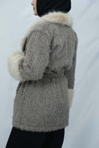 Kürk Detaylı Kuşaklı Buklet Kaban 3043 - Desfita