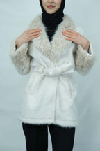 Kürk Detaylı Kuşaklı Buklet Kaban 3043 - Desfita