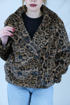 leopar desenli kürk ceket 6962 - Desfita