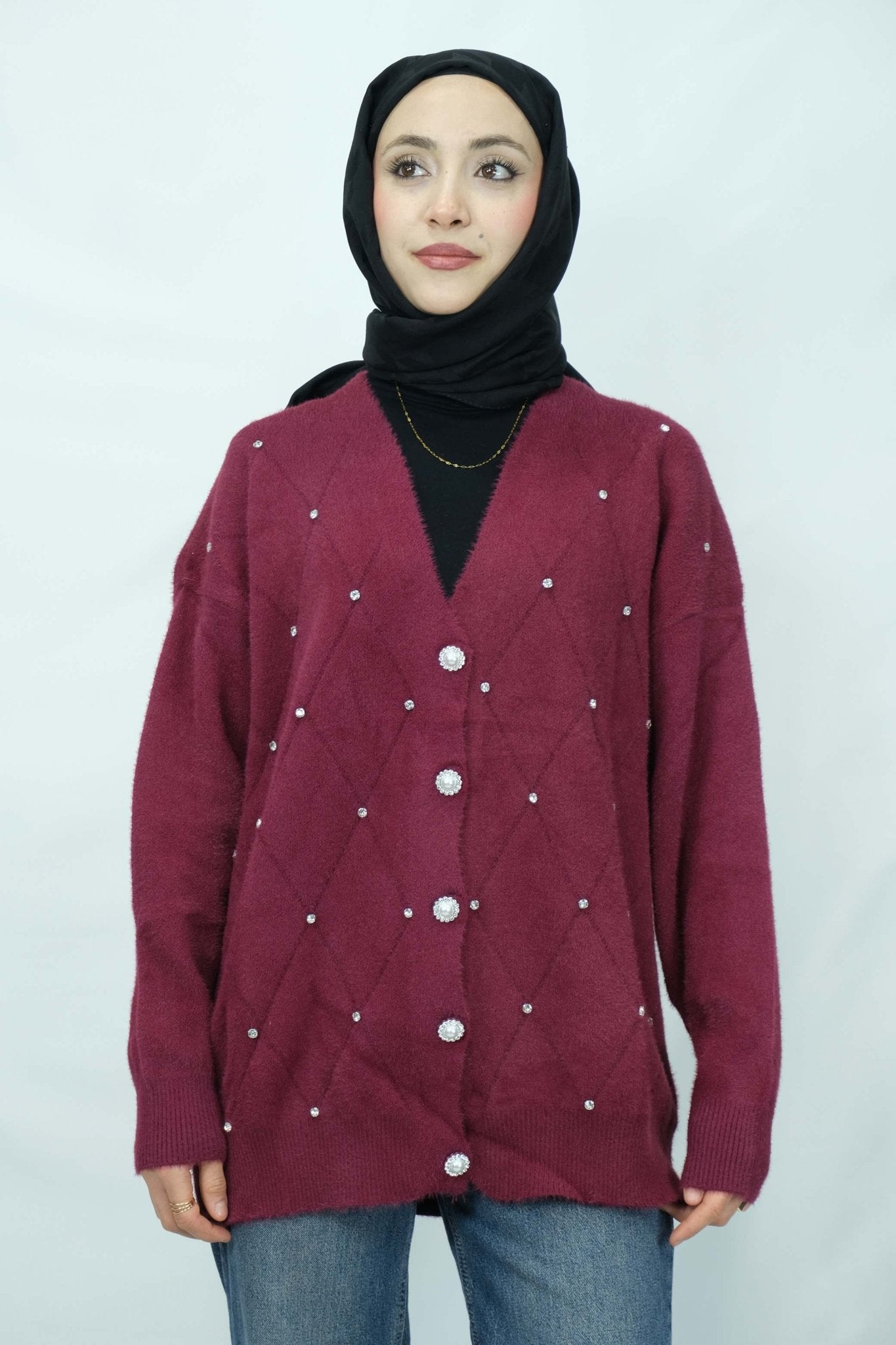 Taşlı düğmeli hırka 3122 - Desfita Ürün ana görseli