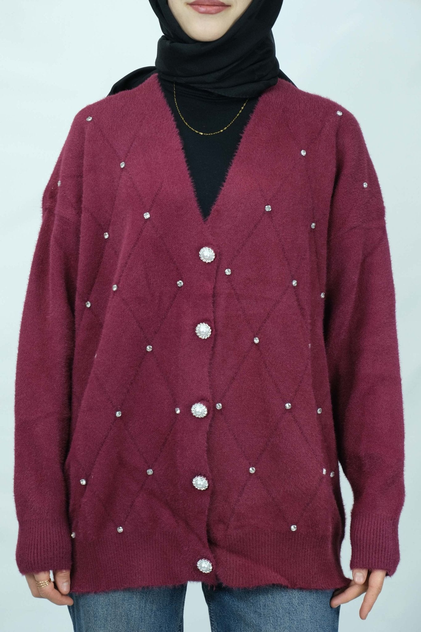 Taşlı düğmeli hırka 3122 Ürün ikincil görseli