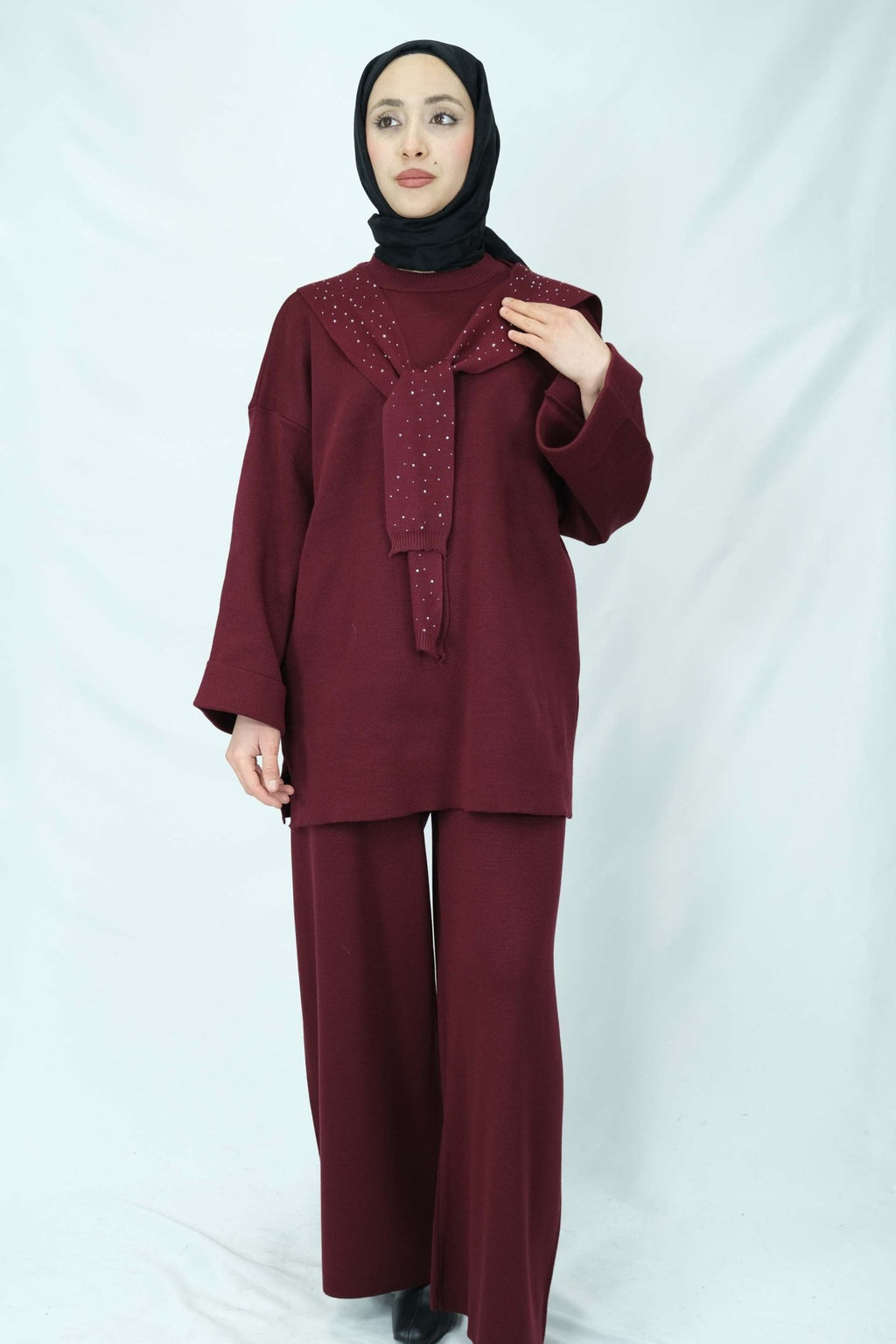 Taşlı triko takım 4019 - Desfita