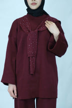 Taşlı triko takım 4019 - Desfita