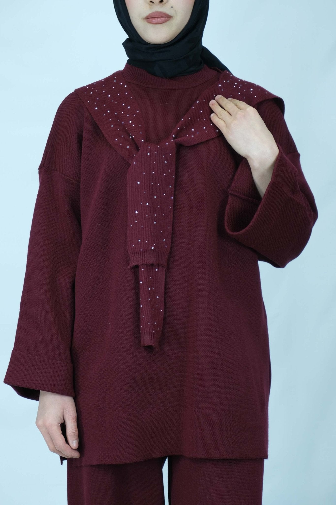 Taşlı triko takım 4019 - Desfita