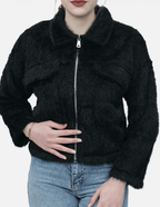 Tüylü Fermuarlı Ceket - 55007 - Desfita