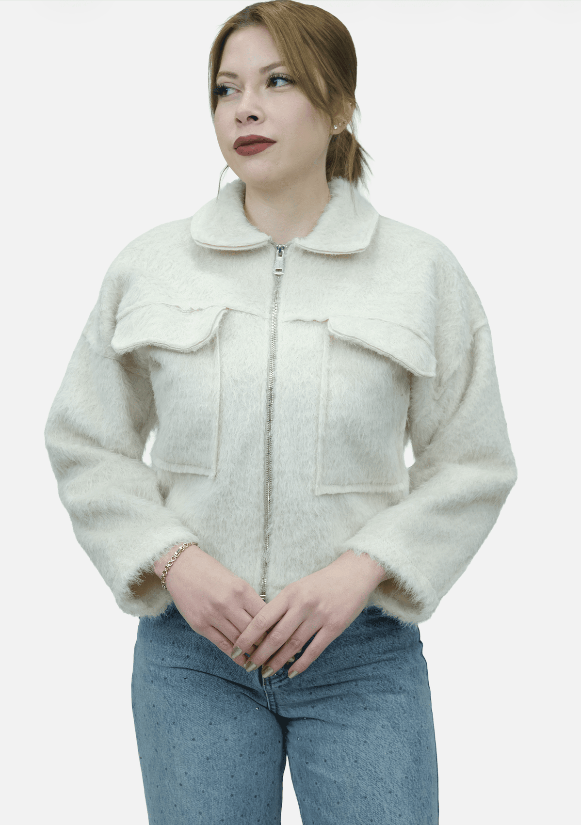 Tüylü Fermuarlı Ceket - 55007 - Desfita