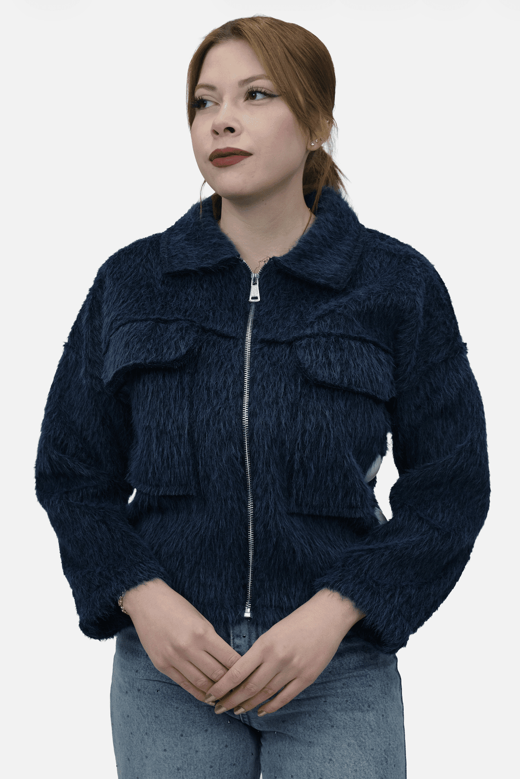 Tüylü Fermuarlı Ceket - 55007 - Desfita