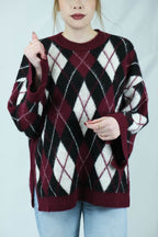 Uzun Baklava desenli triko kazak - Desfita