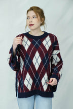 Uzun Baklava desenli triko kazak - Desfita