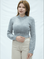 Uzun Kollu Taş Detaylı Kazak 202623 - Desfita