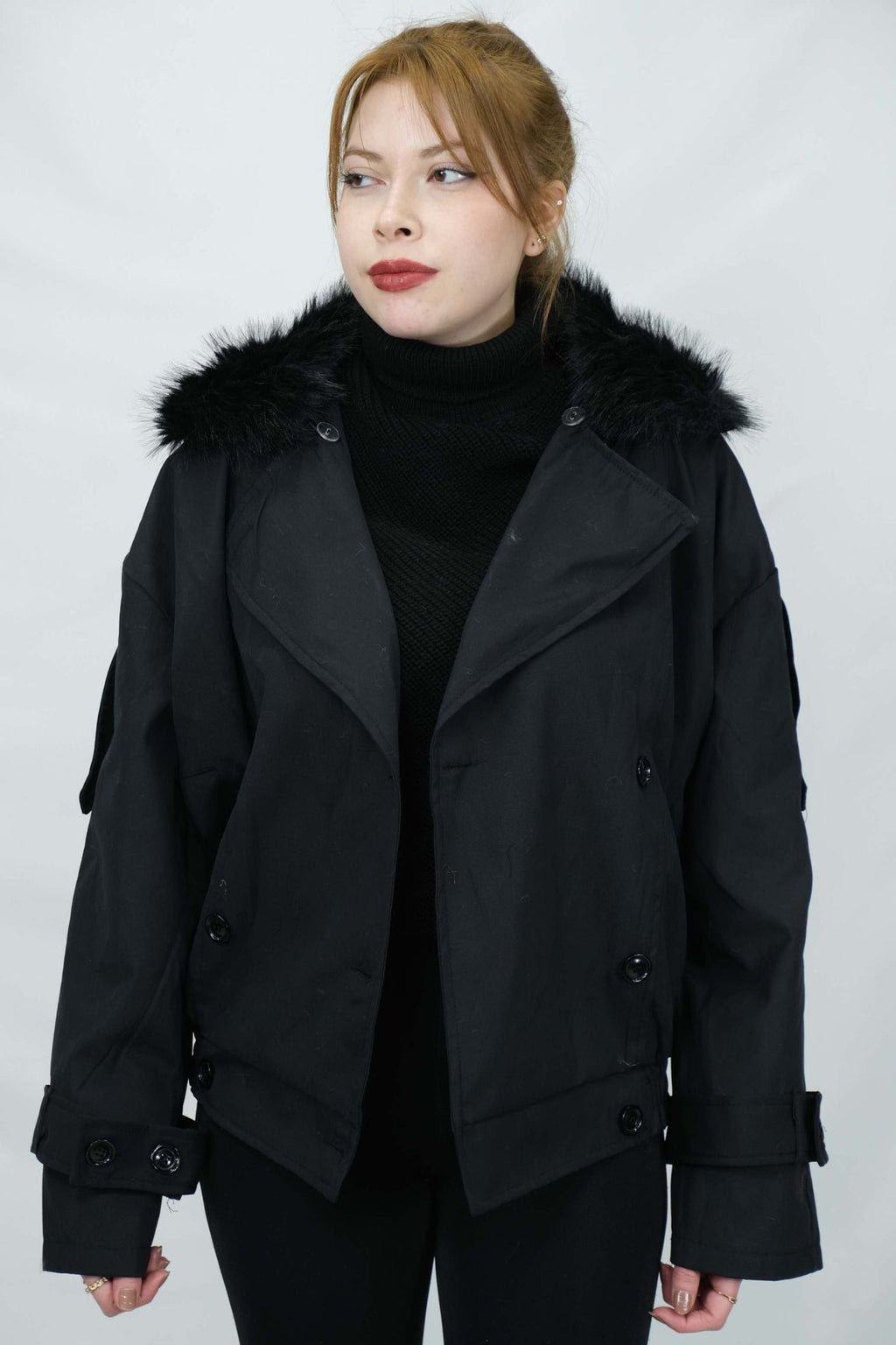 Yaka Kürk Detaylı Ceket 3014 - Desfita