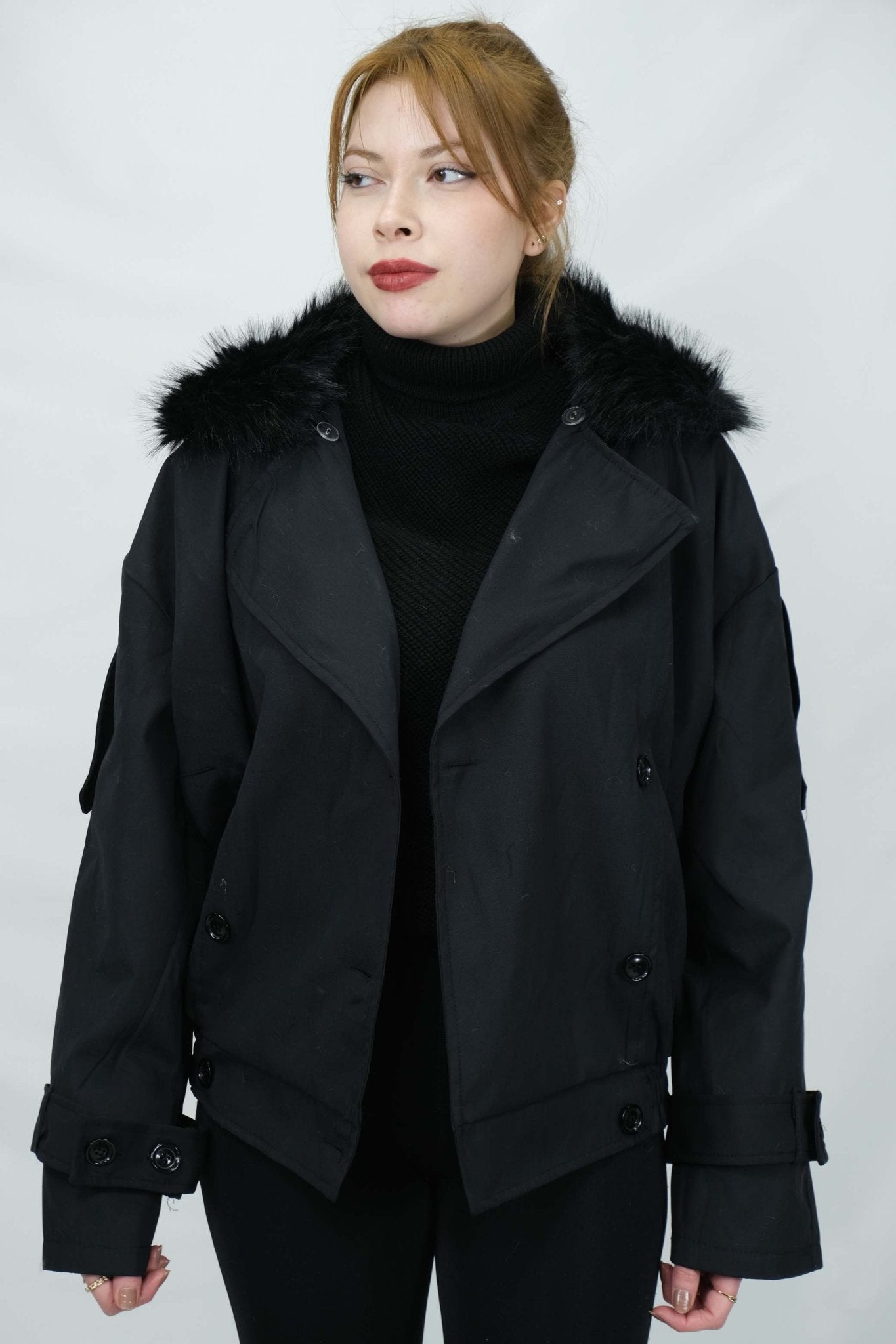 Yaka Kürk Detaylı Ceket 3014 - Desfita