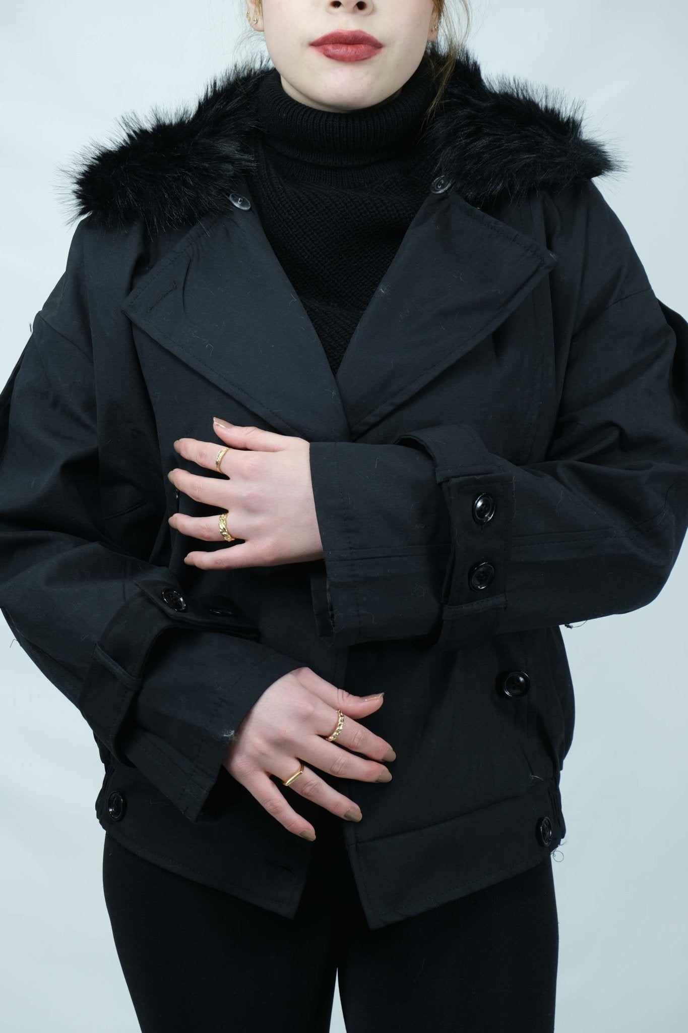 Yaka Kürk Detaylı Ceket 3014 - Desfita